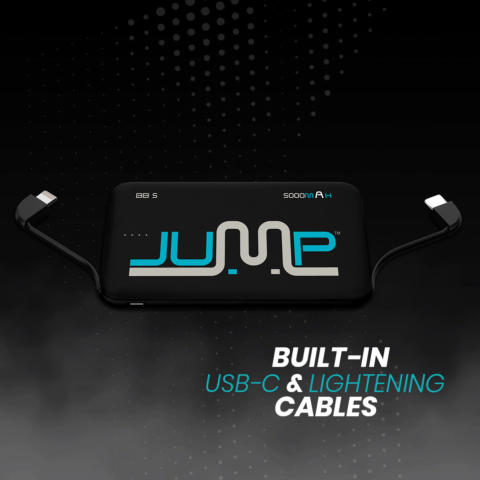 Jump BB5 battery bank with built-in USB-C and Lightening cables 